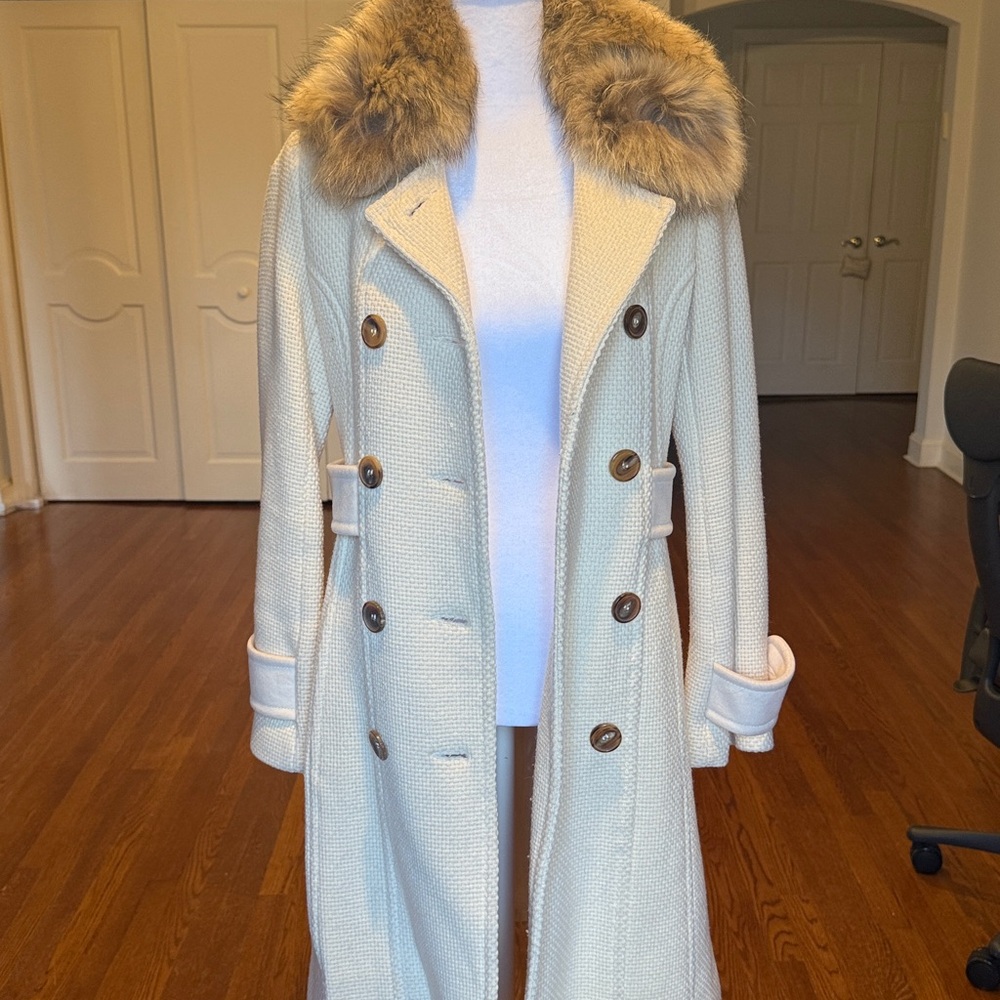 Andrew Marc Virgin Wool & Raccoon Fur Coat - Picture 10 of 11